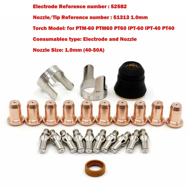 24-Piece IPT40 Tip Electrode Kit – Plasma Cutting Consumables For CUT 55DS Pro & CUT 65DS – Brass & Stainless Steel