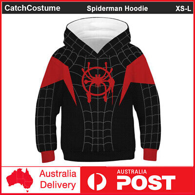 Kids Spider-Man Into the Spider-Verse Hoodie Miles Morales Cosplay Pullover Tops