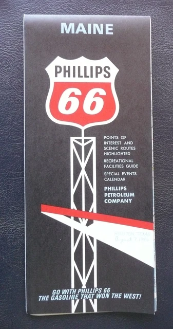 1966 Maine road  map Phillips 66  gas oil guide events calendar
