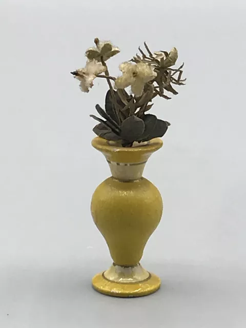 Miniatur Kleine Holz Blumen Vase Puppenstube Zubehör Alt Antik Erzgebirge Selten