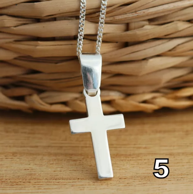 Solid 925 Sterling Silver Plain Cross Crucifix Pendant Various Design and Sizes