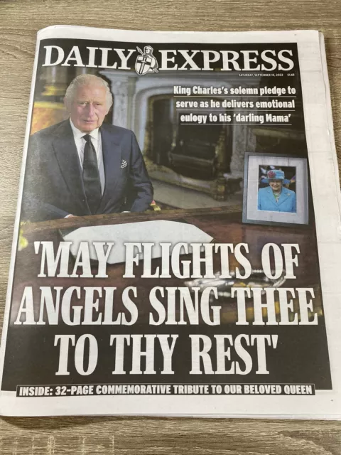 Daily Express - Queen Elizabeth II Death King Charles 10th Sept 2022 Newspaper