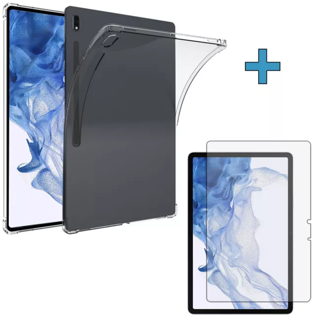 TPU Hülle +Folie für Samsung Galaxy Tab S8 11 / S7 11 mit Luftkissen Eckenschutz