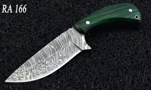 New Arrivel Custom Handmade Damascus Steel Hunting Skinner Knife Wood Fibber.