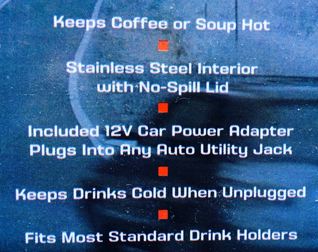 Heated 14 Oz AUTO Travel MUG!  STAINLESS STEEL INTERIOR + 12V POWER ADAPTOR L@@K 2