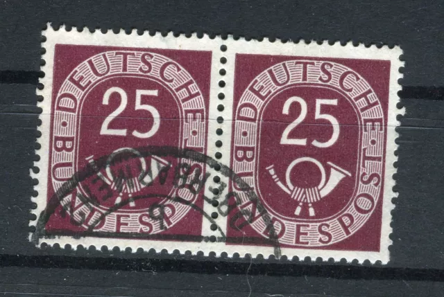 Bund 131 Posthorn 25 Pf. waagerechtes Paar gestempelt (12772)