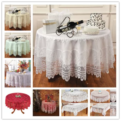 Round Vintage Lace Tablecloth Dining Table Cloth Cover Wedding Home Decor 180cm