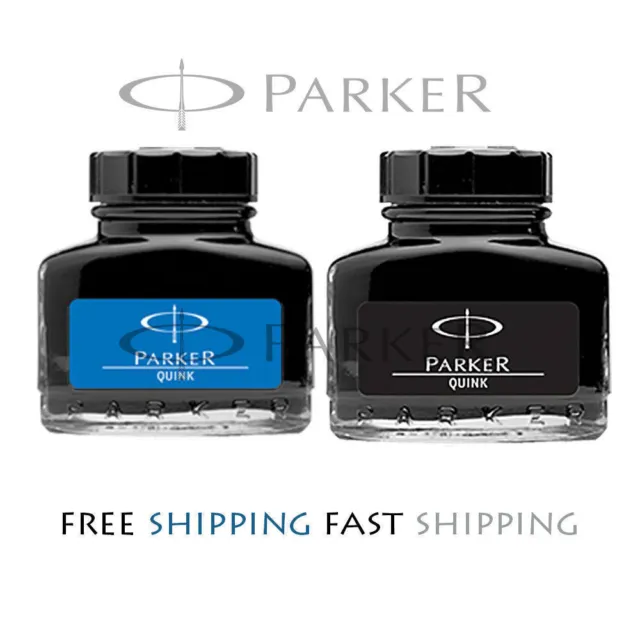 Parker Quink Fountain Pen Ink Bottle 30ml | Black & Blue Ink (Select Pack) FS