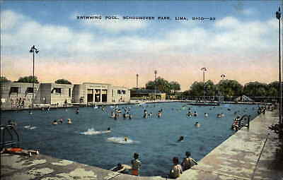 Lima Ohio OH Swimming Pool Schoonover Park Vintage Postcard
