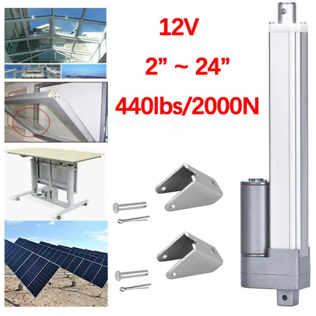Linear Actuator Motor 12V Stroke 2" ~ 40" 440lbs Heavy Duty High Speed 55mm/s