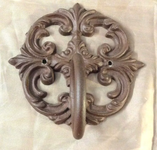2 Curtain Tiebacks Round Cast Iron  6 1/2" Diameter Rod Hardware Medallion