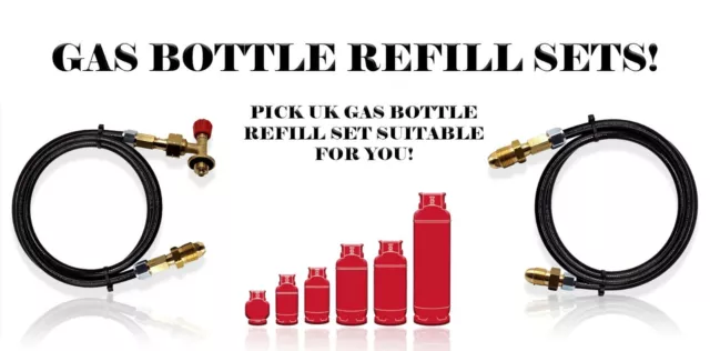 Set di ricarica bottiglie gas GPL UK per riempire varietà di bottiglie gas vuote