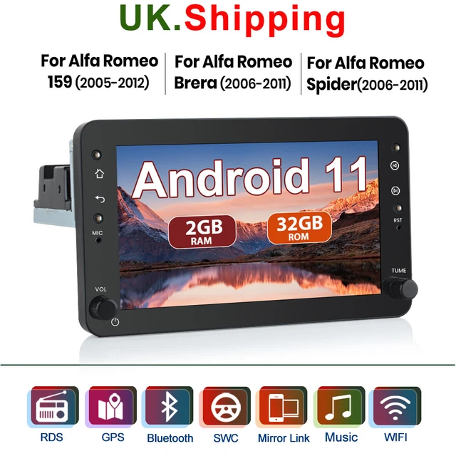 4-Core Android 11 Auto Stereo Sat Nav DAB+EQ per Alfa Romeo 159 Sportwagon Brera