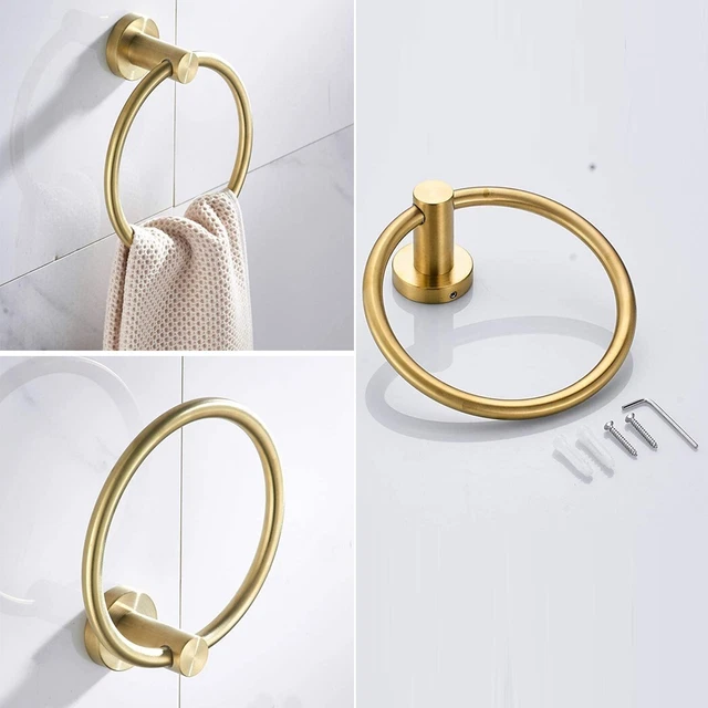 Stylish and Minimalist Stainless Steel Golden Finish Bathroom Towel Ring