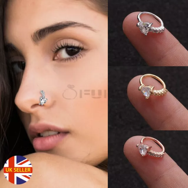 Nose Ring Stud Hoop Cartilage Tragus Helix Ear Piercing Surgical Steel Rings 1pc