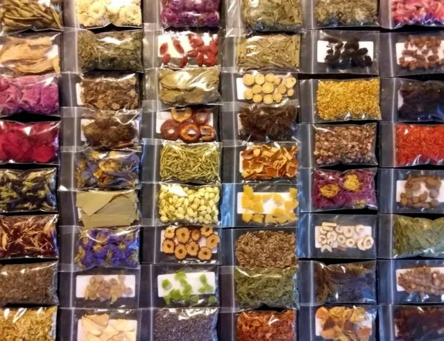 Kits de hierbas boticarias - Elija 10-75 muestras de hierbas secas Flores Jabones Wicca