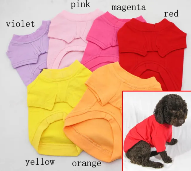 Plain Dog Shirt Cotton Pet Clothing Blank Pet Tees TShirt - Size XS S M L XL XXL