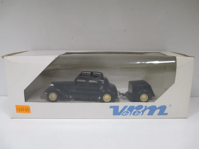 Verem Ref 407 – Citroën Traction 15CV Avec Remorque Et 2 Personnages – 1/43 Neuve Sous Boîte