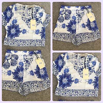 Women's Floral Crop Top and Shorts Two Piece Set Coord Summer Holiday Casual