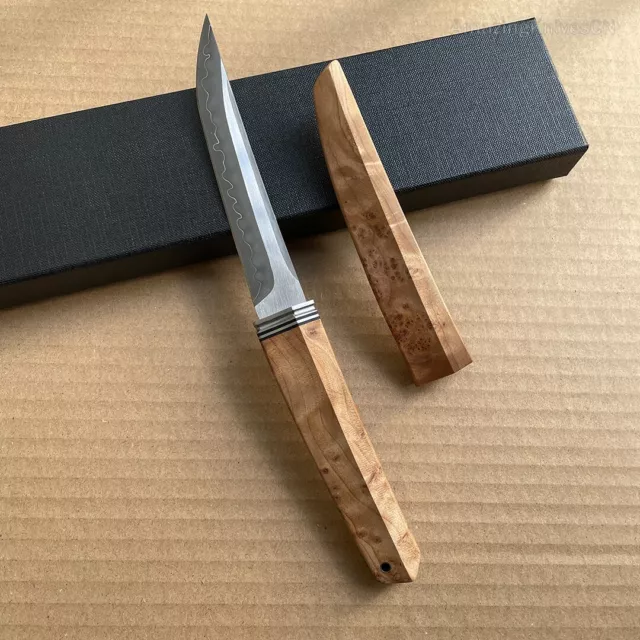 Handmade Japanese Clab Steel Katana Knife Ninja Samurai Bushido Figured Wood