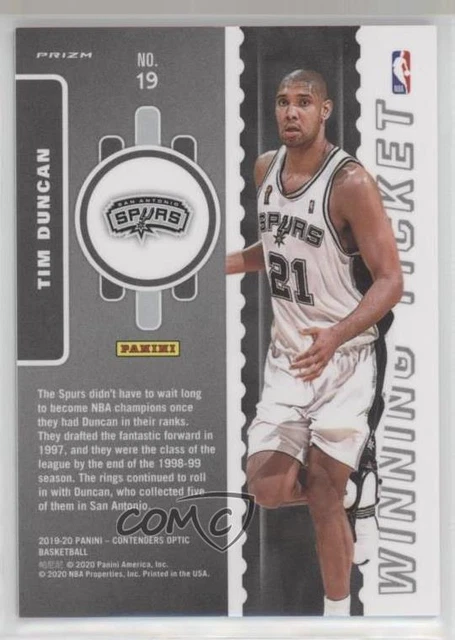 2019 Contenders Optic Winning Tickets Red Cracked Ice Prizm Tim Duncan #19 HOF 2