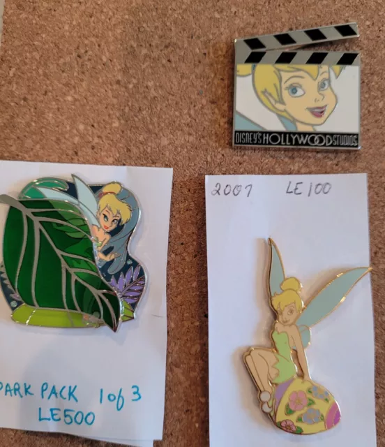 Disney Pin Lot 3 Tinkerbell LE100 LE500 Easter Mystery Park Pack Green