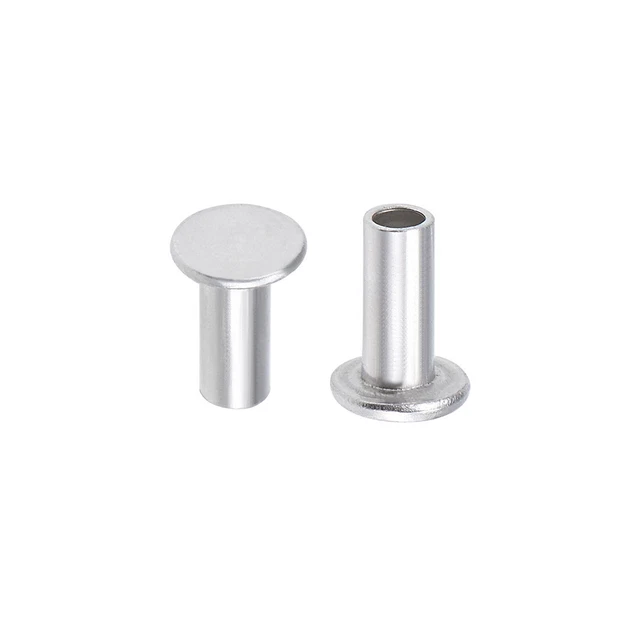 100 pz M3 x 7mm alluminio testa piana rivetti Semi-Tubolari tono argento