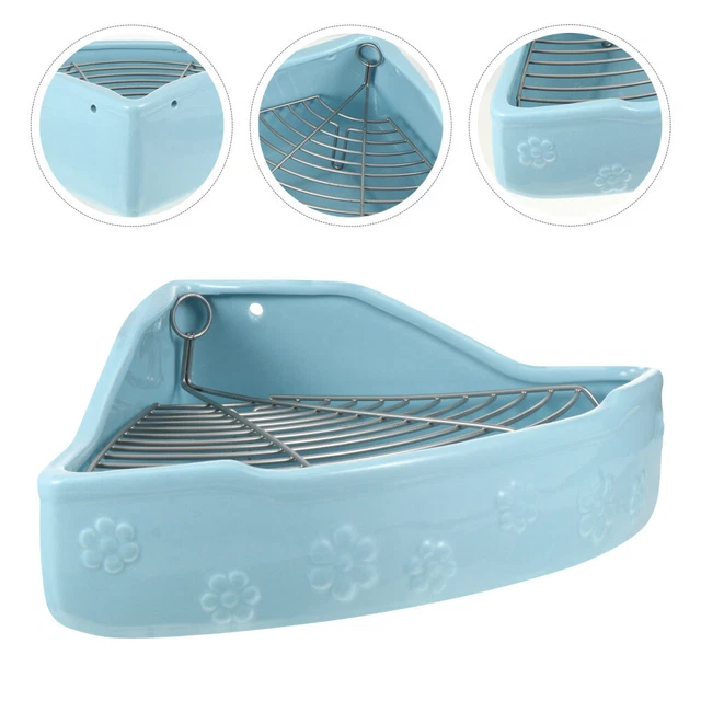 Conejito caja de arena entrenador triangular, jaula de conejo inodoro para gatos cerámica