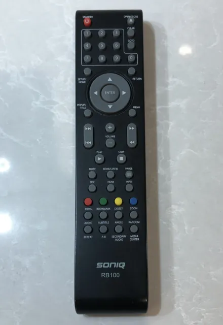 GENUINE SONIQ Remote Control for B100 Bluray DVD Player RB100 As New Rare RP $38