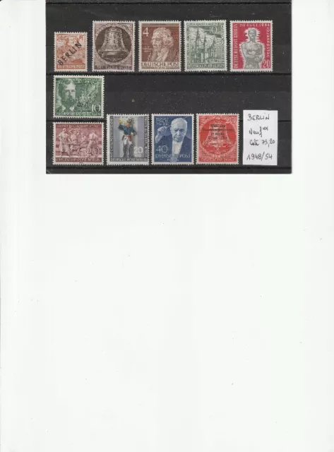 TIMBRES ALLEMAGNE BERLIN - ANNEES 1948/54 - NEUF ** - COTE 75,20 euros