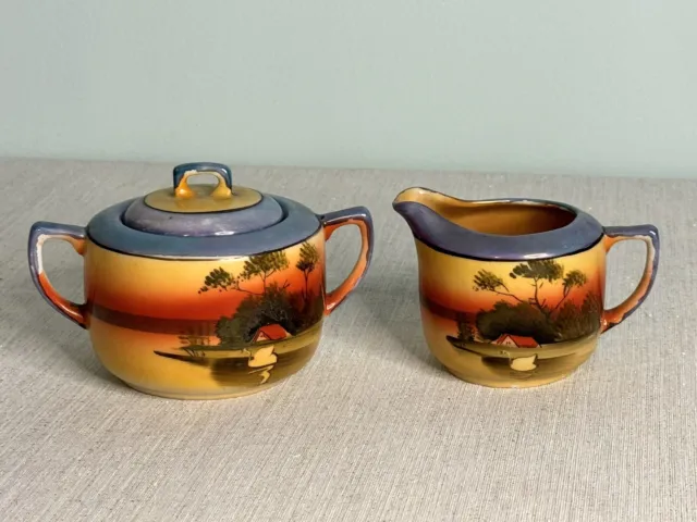 Vintage Hand Painted Sugar & Creamer Set Made In Japan