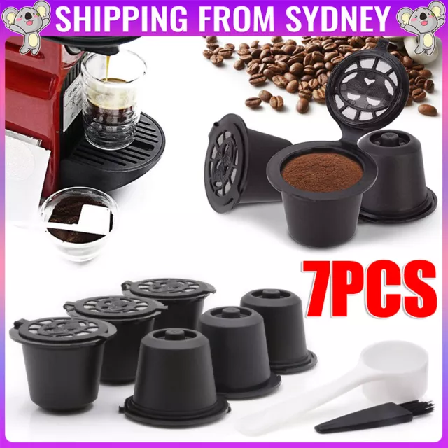 7PCS For Nespresso Maker Machine Refillable Reusable Coffee Filter Capsule Pods