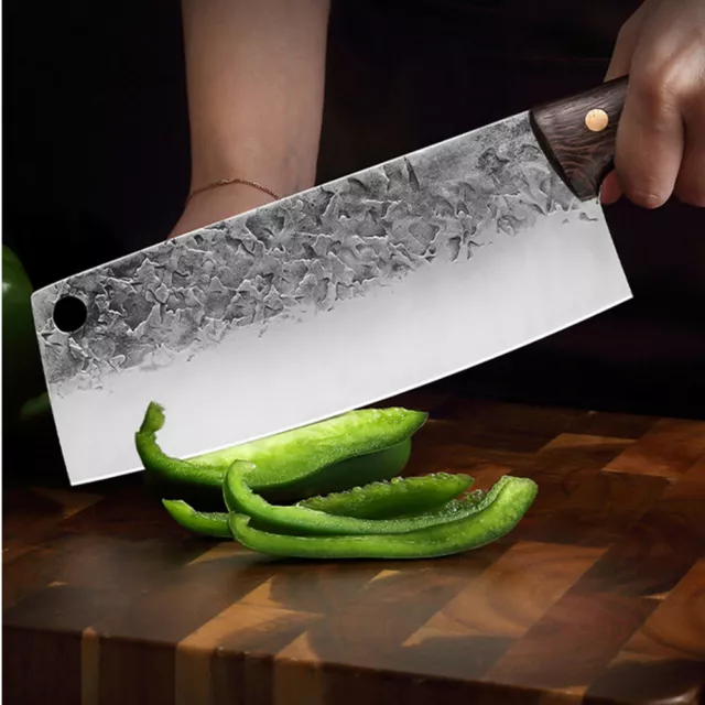 7.5"inch Handmade traditional chinese Forged Chef Kitchen Knife Cleaver Slicing