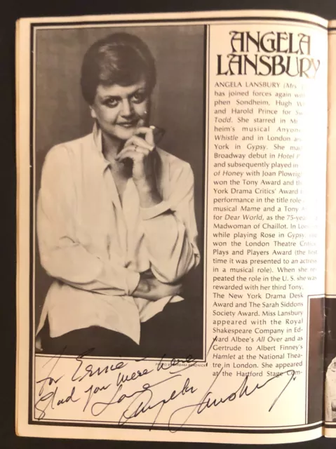 Angela Lansbury - Sweeney Todd Memorabilia - Playbill and Program w/ Autographs 2