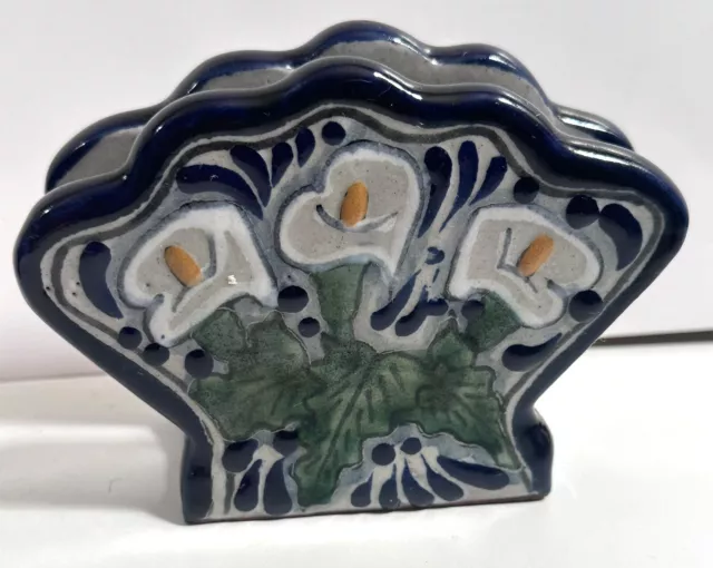 Vintage Mexican Folk Art Handcrafted Hand Painted Napkin Holder Tezmol Mexico