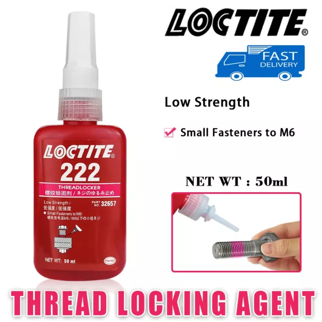 2x Loctite 222 Low Strength Threadlocker For Low Strength Metals 50 ml