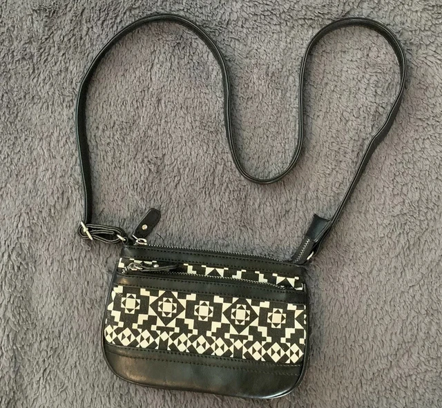 Crossbody Purse Bag LD Patchwork Black White Straps Crossbody Purse Bag LD Patchwork Black White Straps