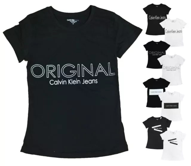 Calvin Klein T Shirt, Women's CK Logo Tee Cotton Cap Sleeve Crew Neck Top