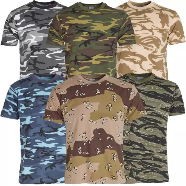 Mens Short Sleeved Camouflage T Shirt 100% Cotton US Army Military Combat
