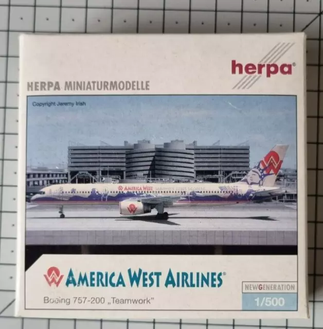 America West Airlines	B757-200	Herpa	N902AW	"TEAMWORK" Colors.