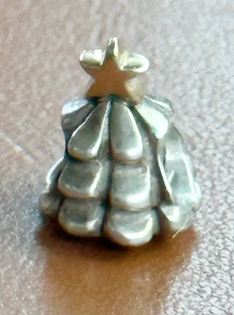 Authentic Pandora Sterling Silver & 14K Christmas Tree Bead