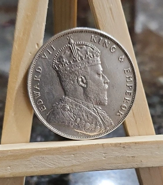 1907 Straits Settlements Dollar Nice  Details Silver Coin Edward VII $1