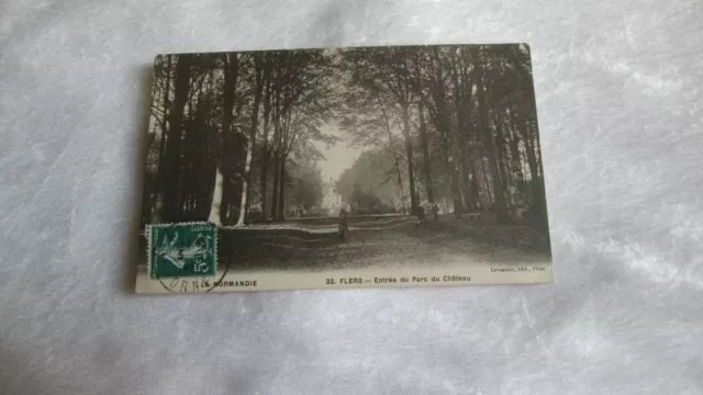 CPA carte postale Flers / Entrée du Parc du Château 1914 animée