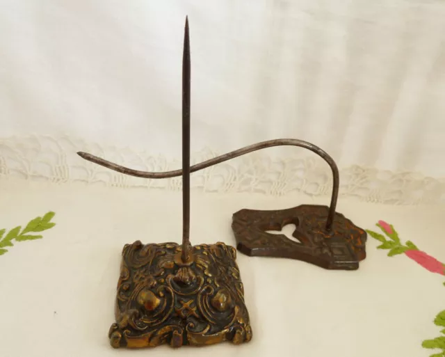 Brass Metal Receipt Bill Holders Store Counter & Wall Mount Spike Hook Vintage
