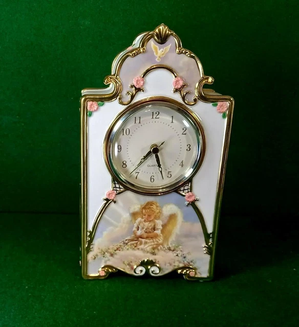 VINTAGE LIMITED EDITION Heirloom porcelain quartz mantel clock VGC and