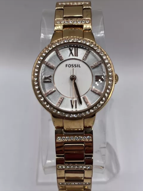 Fossil Virginia Women's Rose Gold-tone Watch- ES3284- New Battery!