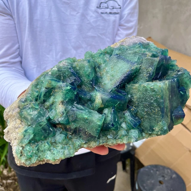 16.5lb NATURAL Green FLUORITE Quartz Crystal Cluster Mineral Specimen healing