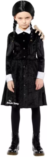 Costume E Parrucca Carnevale Mercoledi Famiglia Addams Bambina Licenza Ufficiale