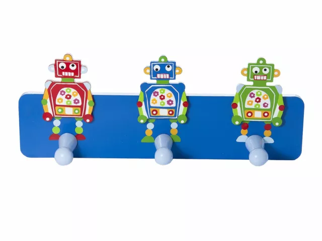 Porte manteaux triple robot bleu pour chambre de petit garçon