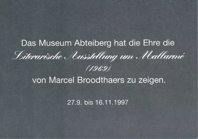 Einladungskarte/Invitation Card:Marcel Broodthaers Museum Abteiberg 